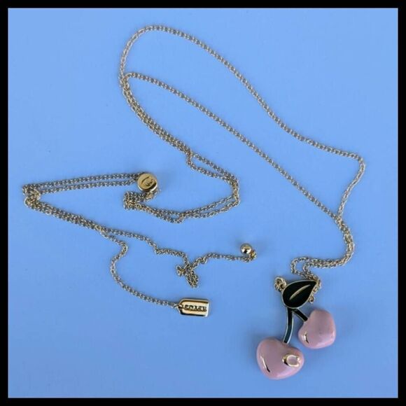 Coach Pink Cherry Signature Slider Necklace - Picture 3 of 9